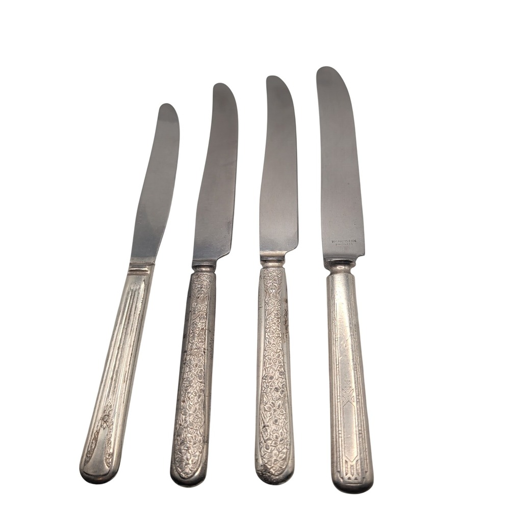 Wm Rogers & Son Knives Silver Assorted Vintage Floral Art Deco Stainless